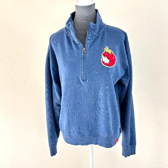 Sportiqe Apparel Co - 1/4 Zip Pullover w/Bitten Apple Applique - Blue - Size M - Picture 1 of 11